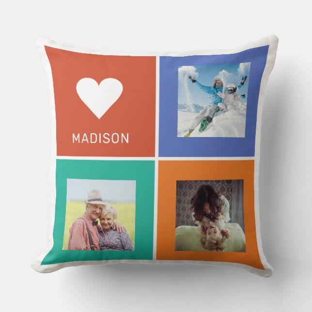 Almofada Praças de Cores de Fotografias Personalizadas (Frente)