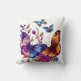 Almofada Prado de Flores Silvestres de Borboleta da Primave