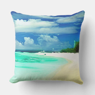 Almofada Praia Caribe com Céu Azul Profundo