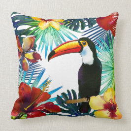 Almofada Praia Floral de Teto Vermelho Amarelo Tropical Tou
