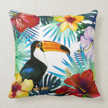 Praia Floral Vermelha Tropical Toucan Amarela