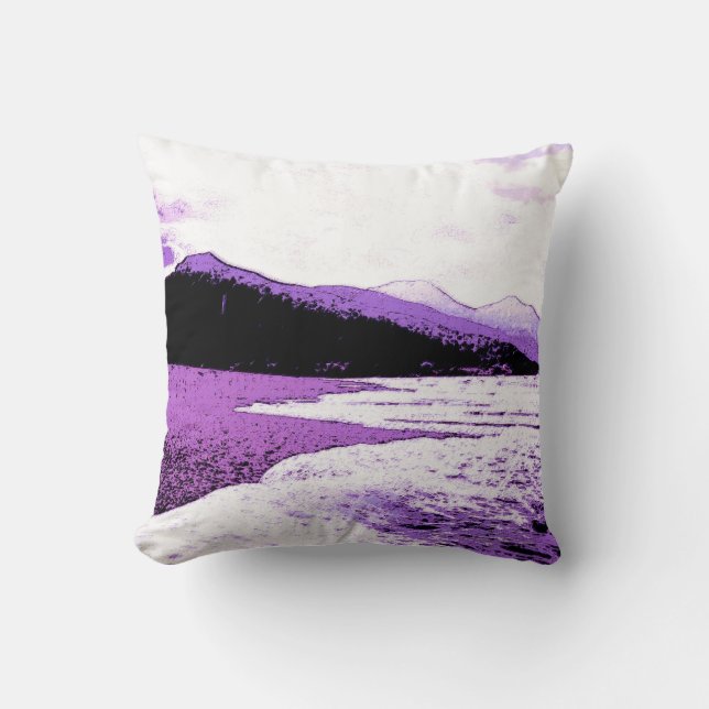 Almofada Praia selvagem em violeta e roxo (Frente)