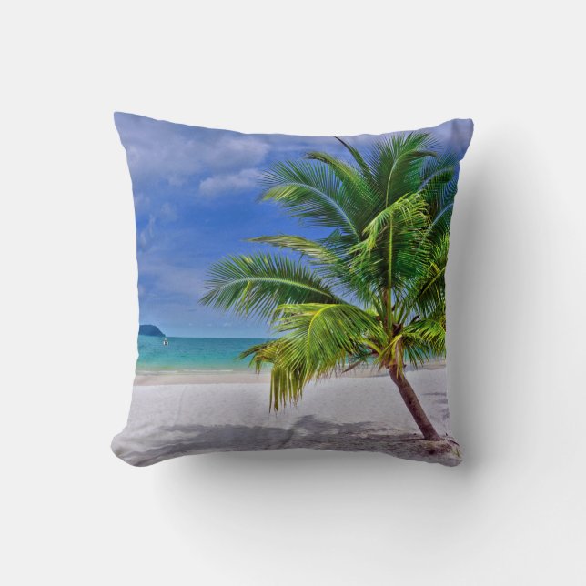 Almofada Praia Tropical de Palm Tree Perfeita (Frente)