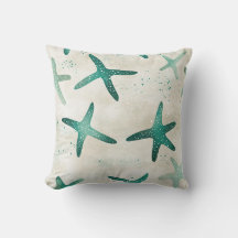 Praia Vintage Teal Abstrato Estrela-do-Mar Costeir