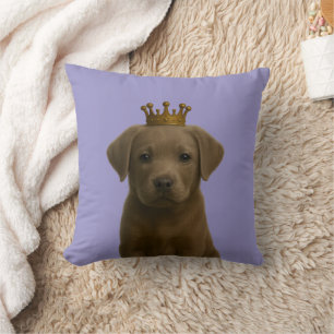 Almofada Prata Labrador em Dourada Coroa