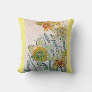 Almofada Prato floral Flor de Daffodil Amarelo