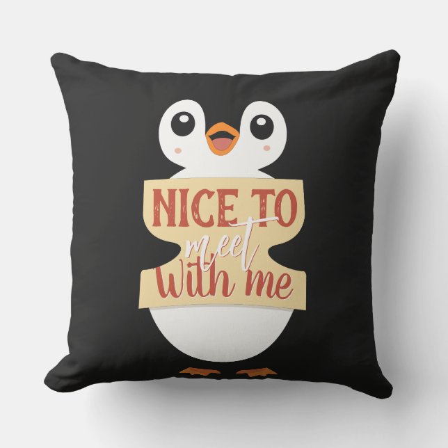 Almofada Prazer em se encontrar comigo: Sinal de pinguim pe (Frente)