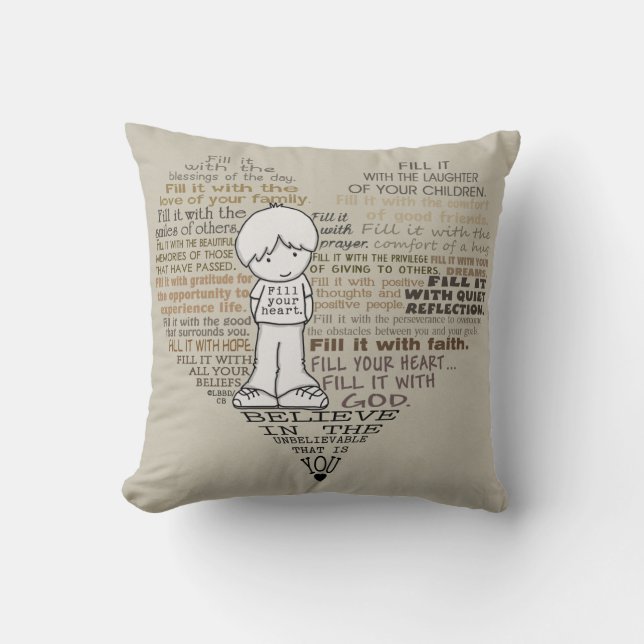 Almofada Preencha seu Coração-Tan (Frente)