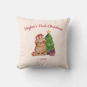 Almofada Preguiça com Chapéu de Papai Noel Primeiro Natal d