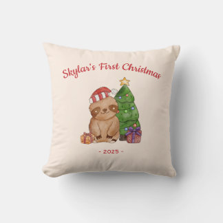 Almofada Preguiça com Chapéu de Papai Noel Primeiro Natal d