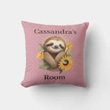 Preguiça Cor-de-Rosa Fofa Com Girassóis