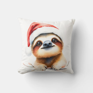 Almofada Preguiça Fofa Usando Chapéu de Papai Noel