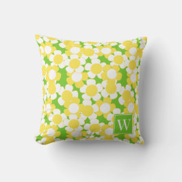 Almofada Preppy Daisy Bloom – Monograma Amarelo e Lima