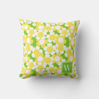Almofada Preppy Daisy Bloom – Monograma Amarelo e Lima