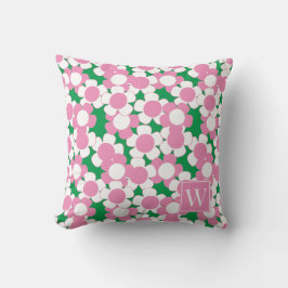 Almofada Preppy Daisy Bloom – Monograma Rosa e Verde