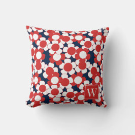 Almofada Preppy Daisy Bloom – Monograma Vermelho Branco e A