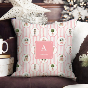 Almofada Preppy Grandmillennial Rosa Noz Crackers Natal