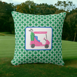 Almofada Preppy Green Link - Padrão de link branco rosa - C