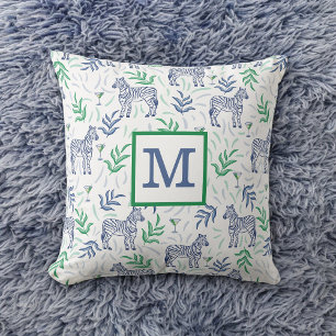 Almofada Preppy Navy Zebra Martinis Monograma Branco 