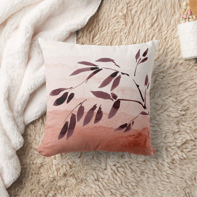 Almofada Presente Abstrato de Bambu Aquarela em Estilo Japa (Cobertor)