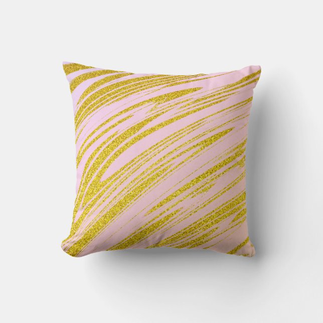 Almofada Presente Abstrato Dourado Glitter Rosa Marfim Ombr (Frente)