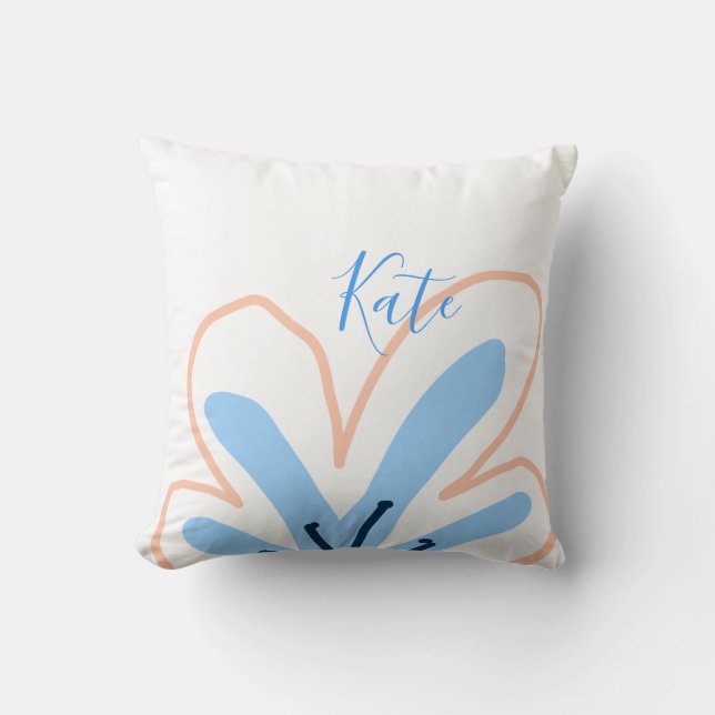 Almofada Presente boho retrô adicionar nome flor pastel lar (Frente)