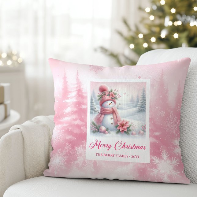 Almofada Presente Clássico de Natal para Crianças Floresta  (Classic Pinkmas Cozy Winter Forest Kids Gift Holiday Christmas Pillow

)