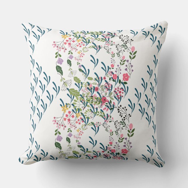 Almofada Presente com Design Floral e de Folhas da Primaver (Frente)