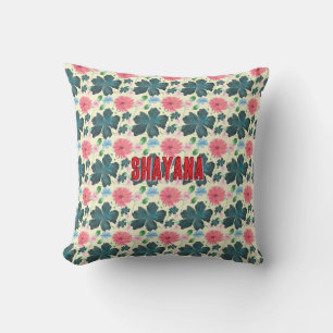Almofada Presente com padrão floral em aquarela personaliza