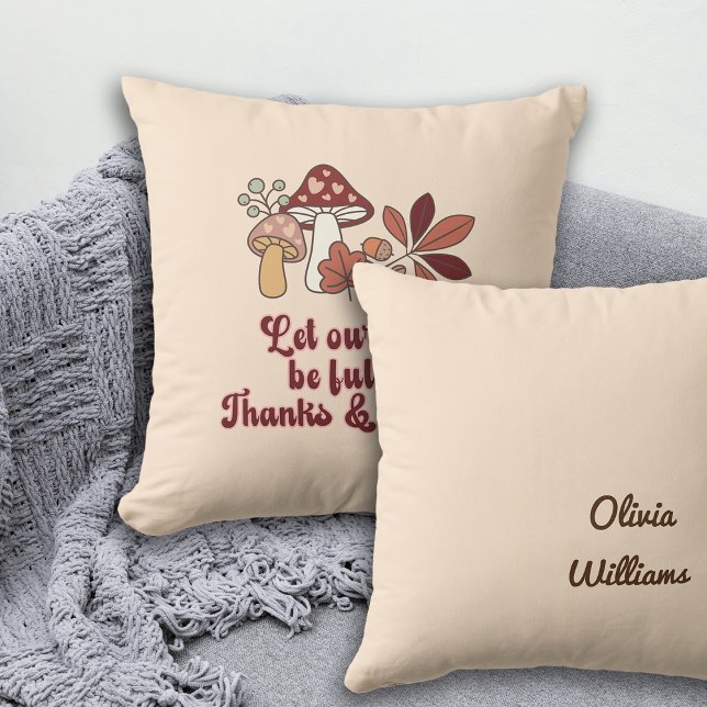 Almofada Presente de Ação de Graças de Mushroom (Criador carregado)