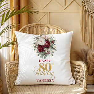 Almofada Presente de Aniversário de 80 anos Timeless Burgun