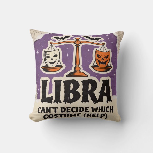 Almofada Presente de Aniversário de Halloween Zodíaco Libra (Frente)