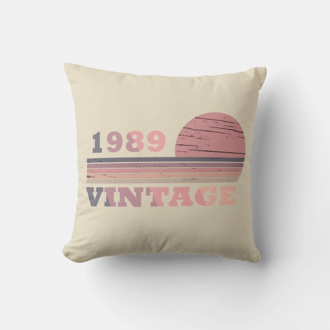 Almofada Presente de aniversário vintage nascido em 1989 (Frente)