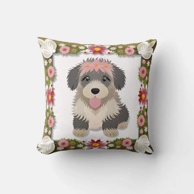 Almofada Presente de Arte de Cachorro Adorável para Decoraç (Frente)