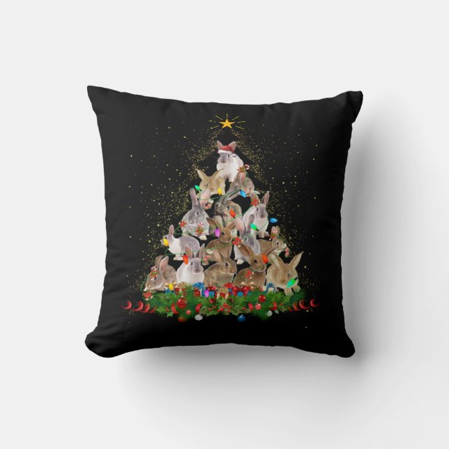 Almofada Presente de Bunny| Árvore de Natal de Bunny Coelho (Frente)