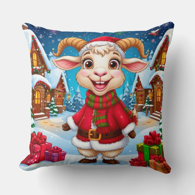 Almofada 🐐 Presente de Cabra de Natal para o Ano da Cabra  (Frente)