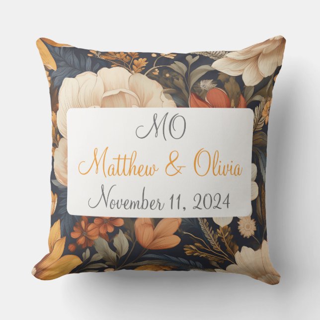 Almofada Presente de Casamento com Estampa Floral Boho Vint (Frente)