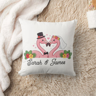 Almofada Presente de Casamento Personalizado de Flamingo Tr
