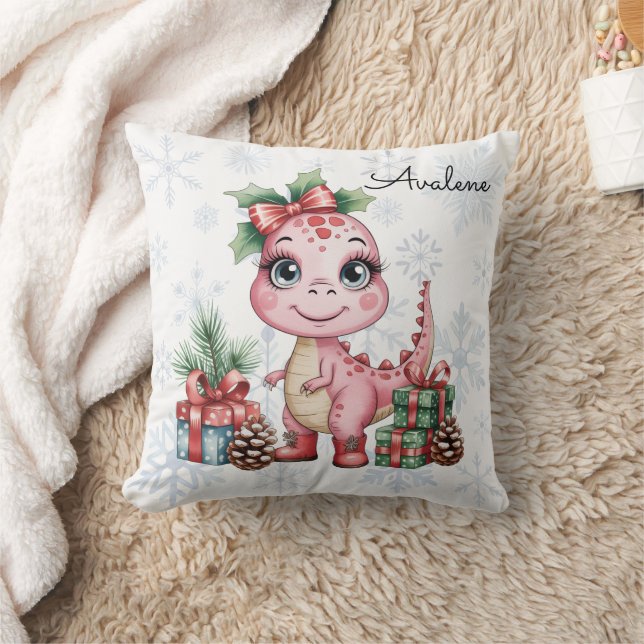 Almofada Presente de Chuvada de Bebê Dinossauro Rosa de Nat (Cobertor)
