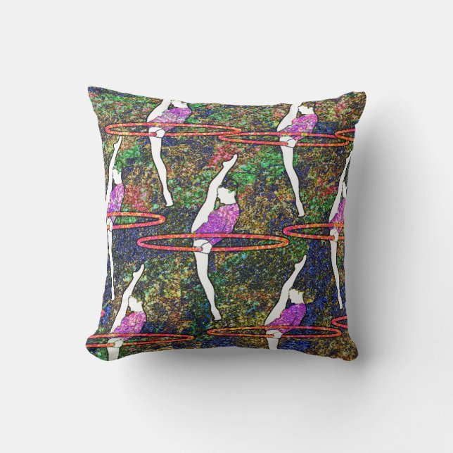 Almofada Presente de dança colorida de Padrões Hula Hoop (Frente)