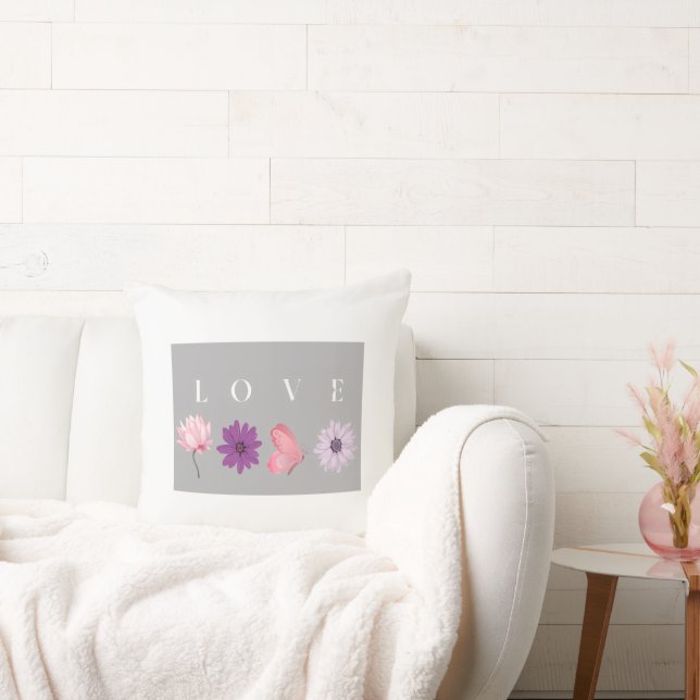 Almofada Presente de Decoração Botânica Floral LOVE para Ca (Sofá)