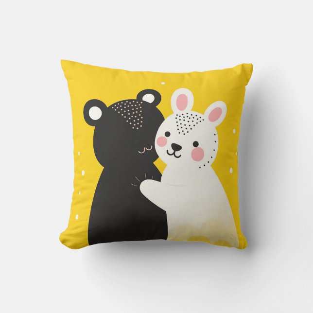 Almofada 🧸🐰 Presente de Decoração de Amizade de Urso e Co (Frente)