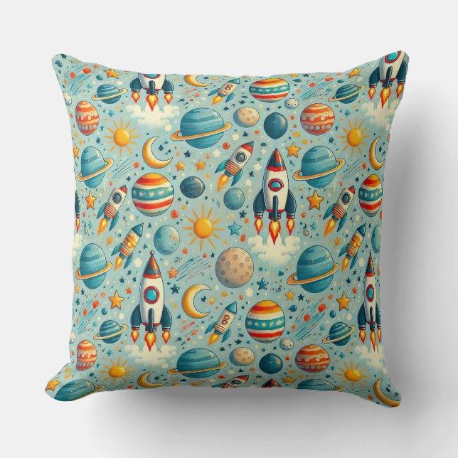 Almofada 🎉🌌 Presente de Decoração de Aventura Espacial Di (Frente)