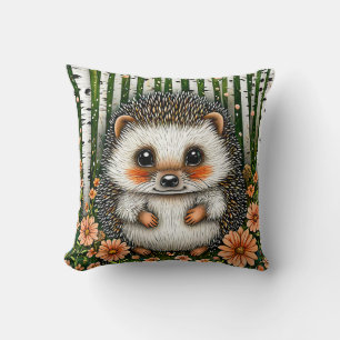 Almofada 🦔🌲 Presente de Decoração de Floresta de Ouriço F