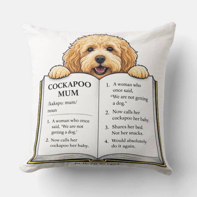 Almofada Presente de Definição de Mãe Cockapoo | Desenho En (Frente)