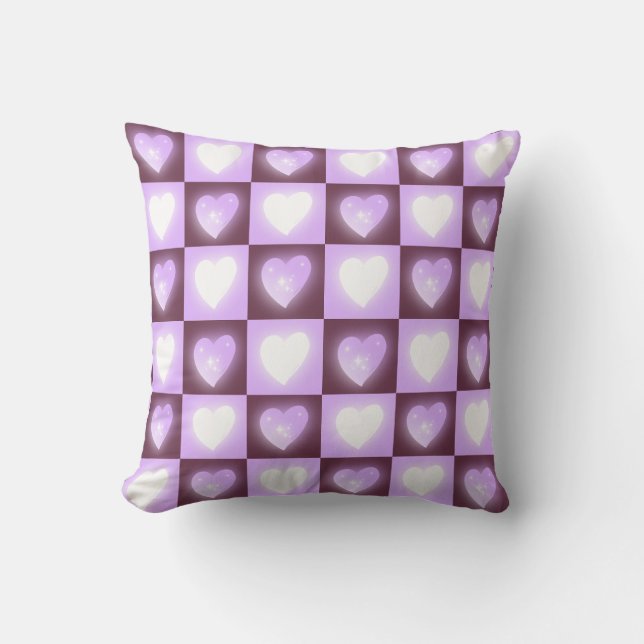 Almofada Presente de Dia dos Namorados Plum Mauve Corações  (Frente)