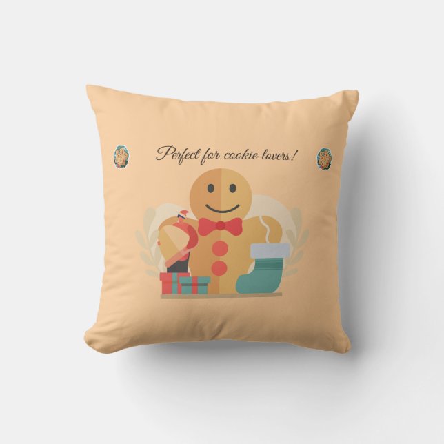 Almofada Presente de Feriado Bonito para Amantes de Biscoit (Frente)