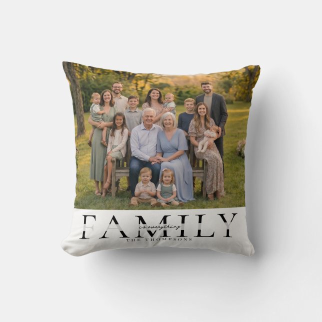 Almofada Presente de Foto de Família Elegante (Frente)