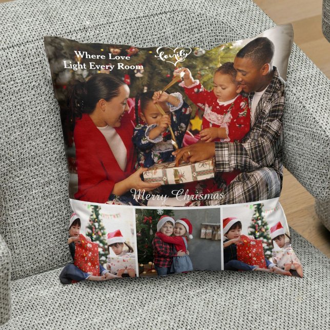Almofada Presente de Foto Personalizado de Natal para a Fam (Criador carregado)