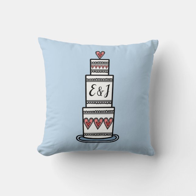 Almofada Presente de Ilustração de Bolo de Casamento Person (Frente)
